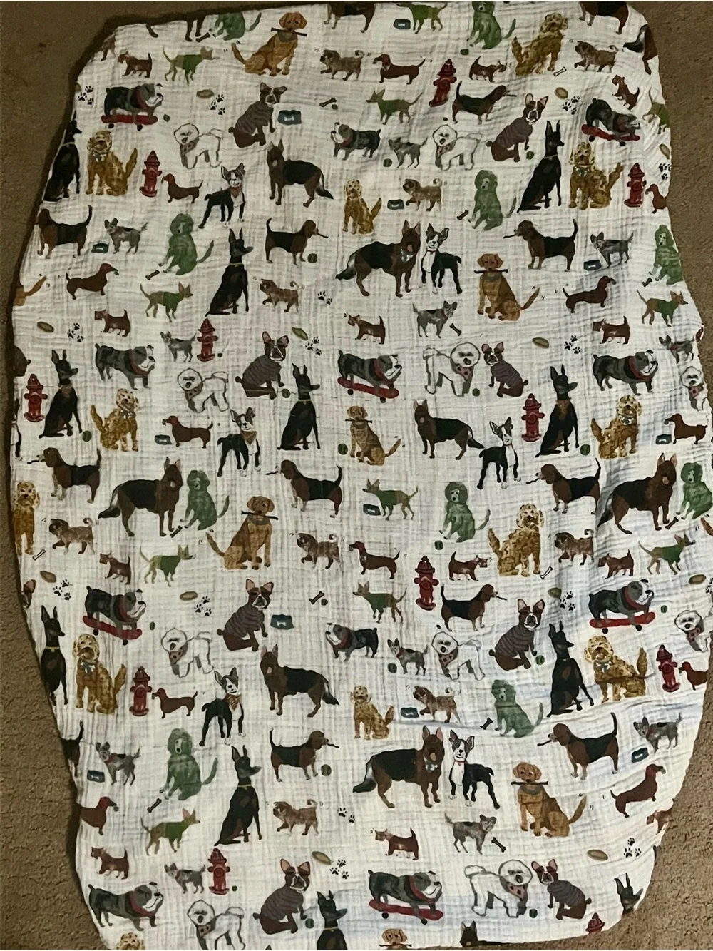 Dog Print Muslin Crib Bedding Quilted Baby Blanket and Sheet- Little Unicorn